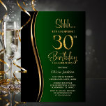 Convite Black Gold Green Surprise 30th Birthday<br><div class="desc">Invite your friends and loved ones with this modern black, gold and green surprise 30th birthday party invitation. The customizable text area in this invitation template allows you to effortlessly include all the necessary details for your special birthday celebration, including the date, time, venue, and RSVP information. A variety of...</div>