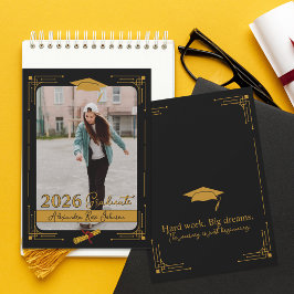 Convite Black Gold Photo Class 2026 Graduate Announcement