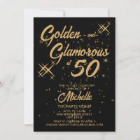 Black Gold Retro Golden Glamouroso Aniversário de 