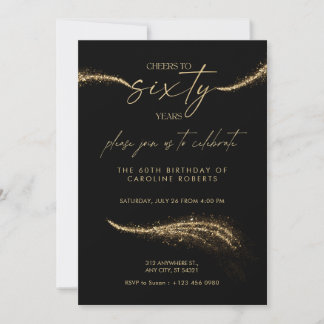 Convite Black & Gold Royal 60th Birthday Invitation