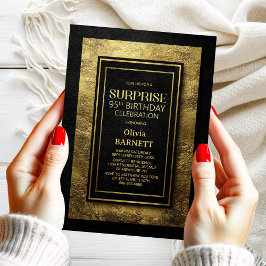 Convite Black Gold Surprise 95th Birthday Party