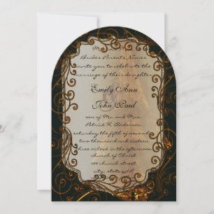 Convite Black Gold Swirls Eiffel Tower Wedding Invitation