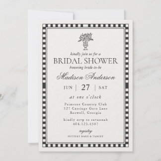 Convite Black Harlequin Checkered Bridal Shower
