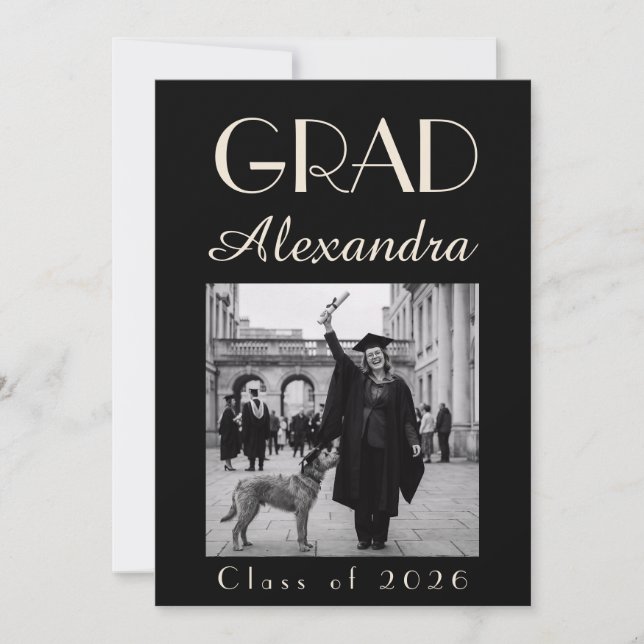 Convite Black Ivory Veterinary Medicine Graduation Party (Frente)