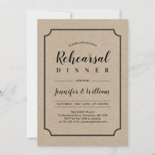 Convite Black & Kraft   Jantar de Ensaios de Casamento Clá