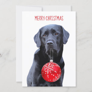 Convite Black Lab Felry Christmas - Cão Labrador bonito