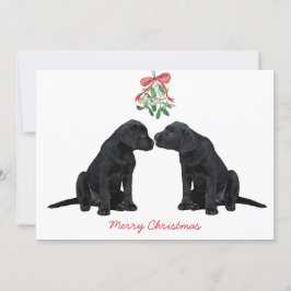 Convite Black Labrador Mistletoe Cute Dog Puppy