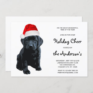 Convite Black Labrador Papais noeis Cachorro Feliz Natal