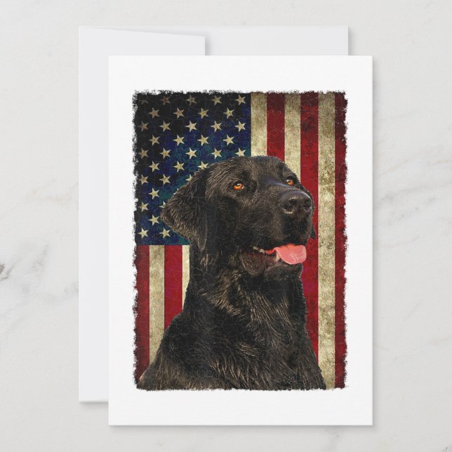 Convite Black Labrador T Shirt Gift USA Flag Lab Owner Duc (Frente)