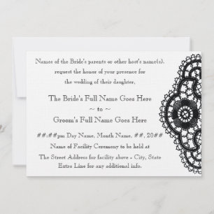 Convite Black Lace on White (Convite de Casamento)