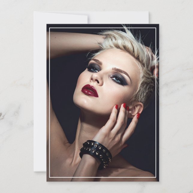 Convite Black Leather Anniversary/Valentine's Flat Card (Frente)