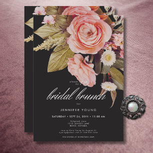 Convite Black Moody Blush Blooms Bridal Brunch