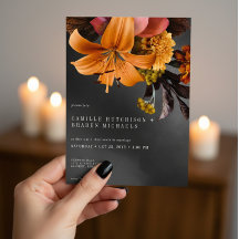 Black Moody Gothic Orange Lily Casamento