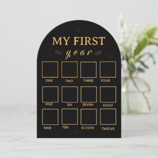 Convite Black my first year photo frame template