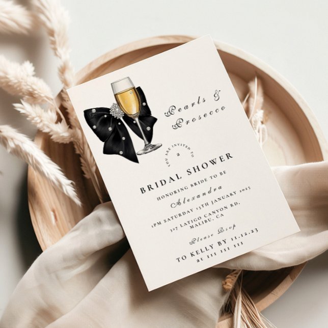Convite Black Pearl Bow Bridal Shower (Criador carregado)