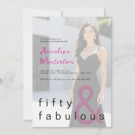 Convite Black Pink 50 and Fabulous 50th Birthday Party