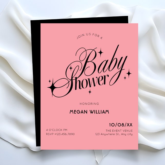 Convite Black Pink baby shower (Criador carregado)