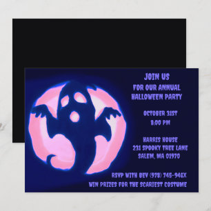 Convite Black Purple Ghost Spooky Festa Fantasma de Hallow