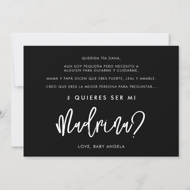 Convite Black Quieres ser mi madrina Godman card (Frente)