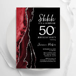 Convite Black Red Agate Surprise 50th Birthday<br><div class="desc">Preto vermelho e branco agata surpresa 50º convite de aniversário. Elegante design moderno com aquarela agate marble geode background,  faux glitter prata e tipografia. Trendy convida o cartão perfeito para uma comemoração de dia das mulheres na moda. Impressos convites Zazzle ou modelo de impressão digital instantânea para download.</div>