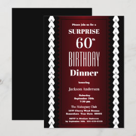 Convite Black Red and White Surprise 60º Janto de aniversá