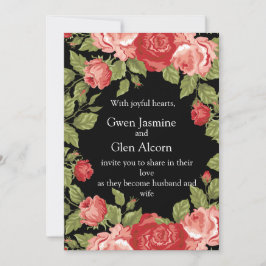 Convite Black & Red Roses Wedding Invitation – Elegant