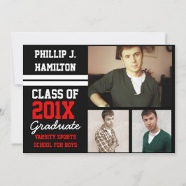Convite Black/Red Sporty Boys 3 Graduação em Foto