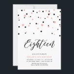 Convite Black & Rosa gold Girl 18th Teen Festa de aniversá<br><div class="desc">Celebre seu dia especial com o 18º convite de aniversário desta garota simples. Este design apresenta um script de na moda com letra "18" com um confete em forma de hexágono com uma combinação de cores preto e rosa dourado. Mais designs disponíveis no meu compro BaraBomDesign.</div>
