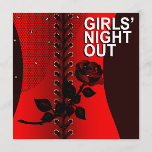Convite Black Rose Corset Garotas Saem à Noite   vermelho