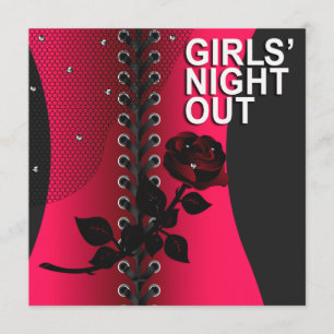 Convite Black Rose Corset Girls Night Out   coral