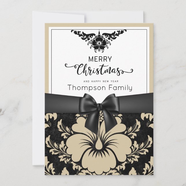 Convite Black script feliz Natal feliz ano novo (Frente)