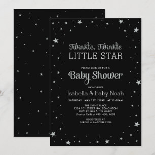 Convite Black & Silver   Chuvinha de Estrelas Baby Shower