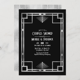 Convite Black & Silver Gatsby Art Deco Couples Shower