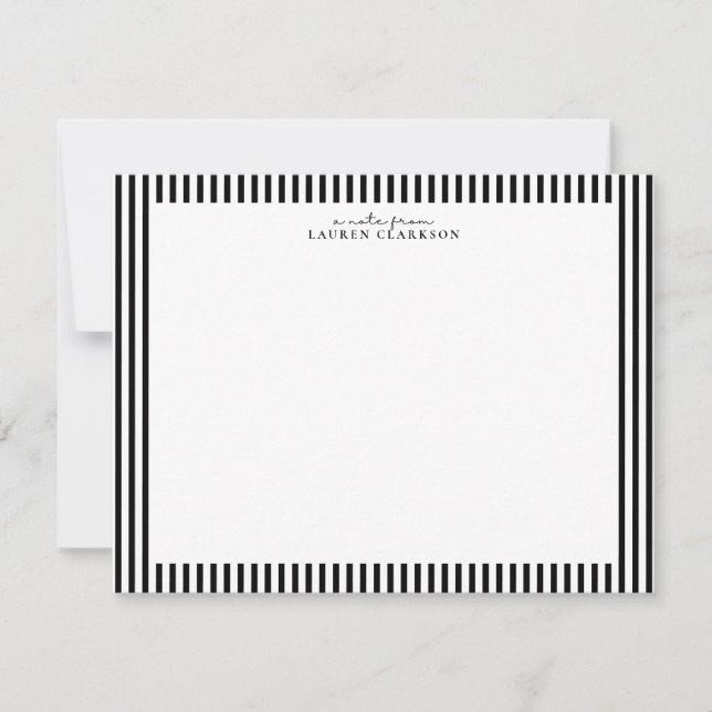 Convite Black Stripe Border Note Card (Frente)