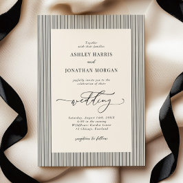 Convite Black Stripes Old Money Wedding Invitation