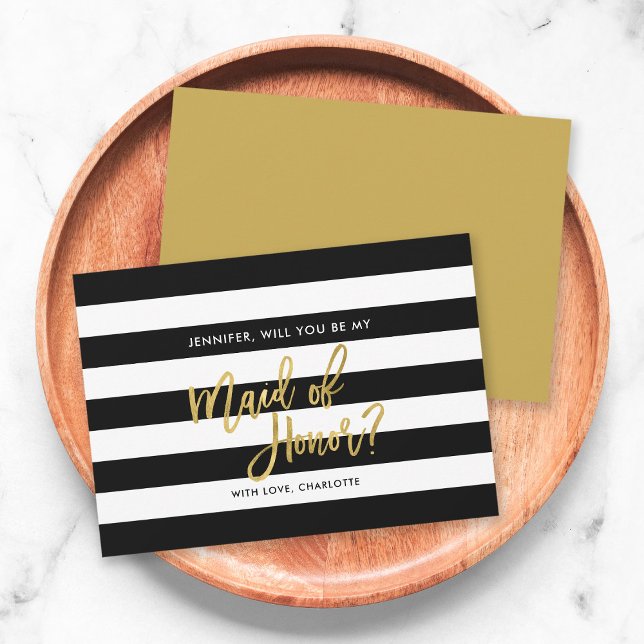 Convite Black Stripes Você Será Minha Madrinha de casament (Criador carregado)