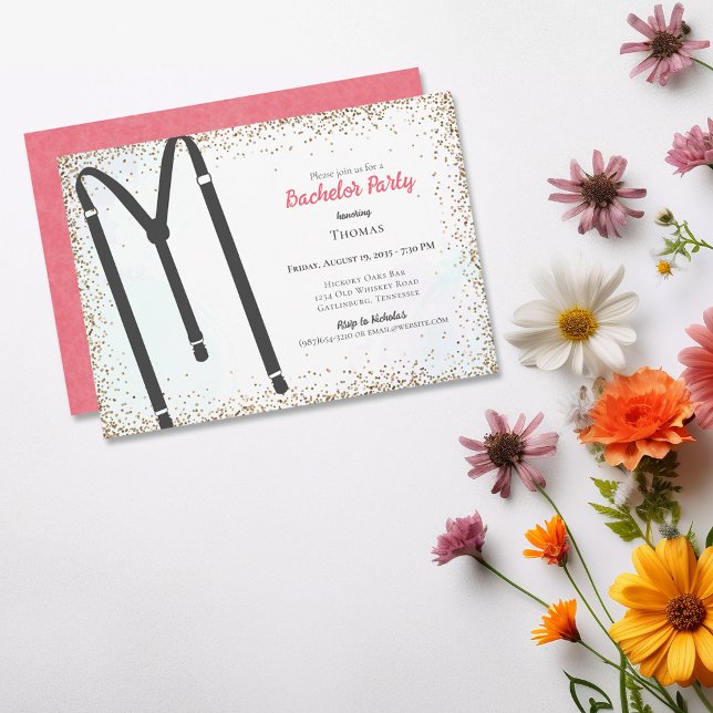 Convite Black Suspender Bachelor Party (Criador carregado)