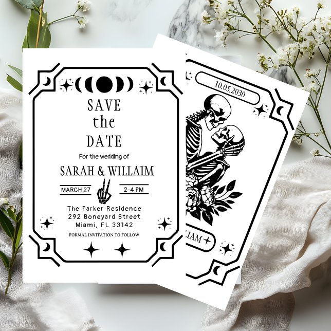 Convite Black tarot Goth save the date wedding Invitation (Criador carregado)