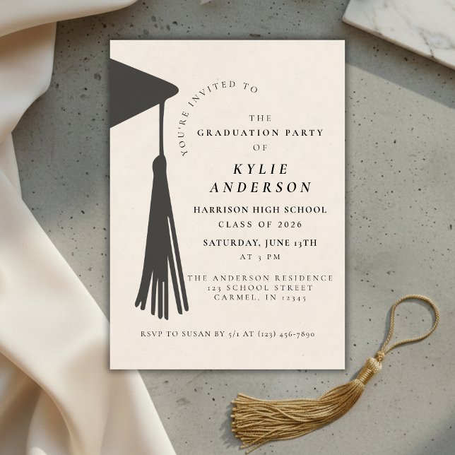 Convite Black Tassel High School Graduation Party (Black Tassel High School Graduation Party Invitation)
