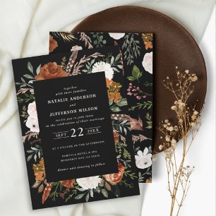 Convite Black Terracotta floral rusticidade elegante