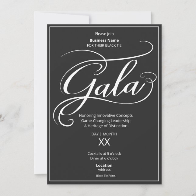 Convite Black Tie Business Gala Invitation (Frente)