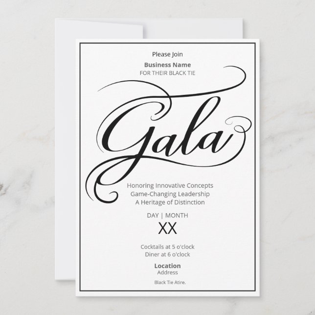 Convite Black Tie Business Gala Invitation (Frente)