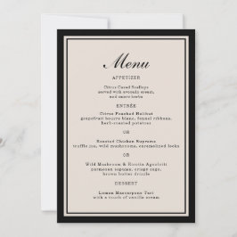 Convite Black Tie Wedding Classic Menu Card