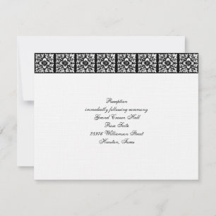 Convite Black Tie Wedding Invitation Reception Card