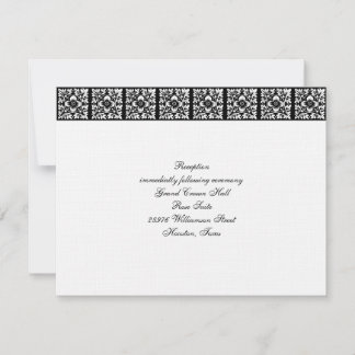 Convite Black Tie Wedding Invitation Reception Card