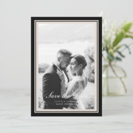 Convite Black Tie Wedding Photo Save the Date Card