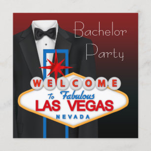 Convite Black Tuxedo Las Vegas Bacheler Party