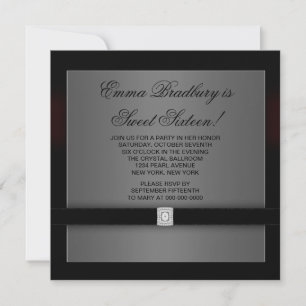 Convite Black Velvet Diamond Sweet Sixteen