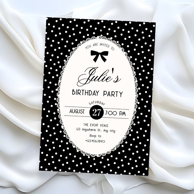 Convite Black vintage birthday (Criador carregado)