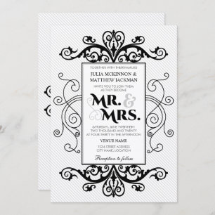 Convite Black Vintage suga o Sr. e a Sra. Wedding